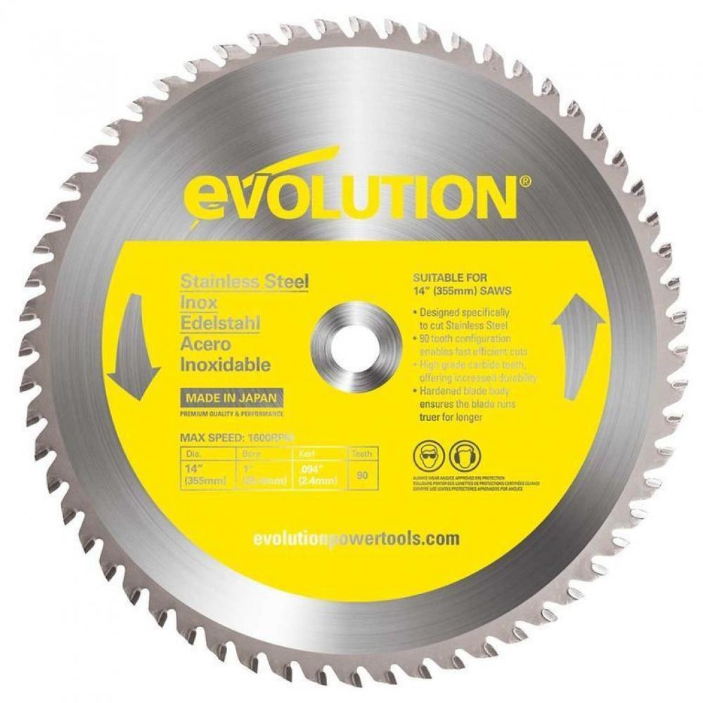 Диск пильный EVOLUTION 90TBLADE 355х2,4х25,4х90 по нержавеющей стали. диск пильный evolution evoblade230ss 230х25 4х1 8х60 по нержавеющей стали