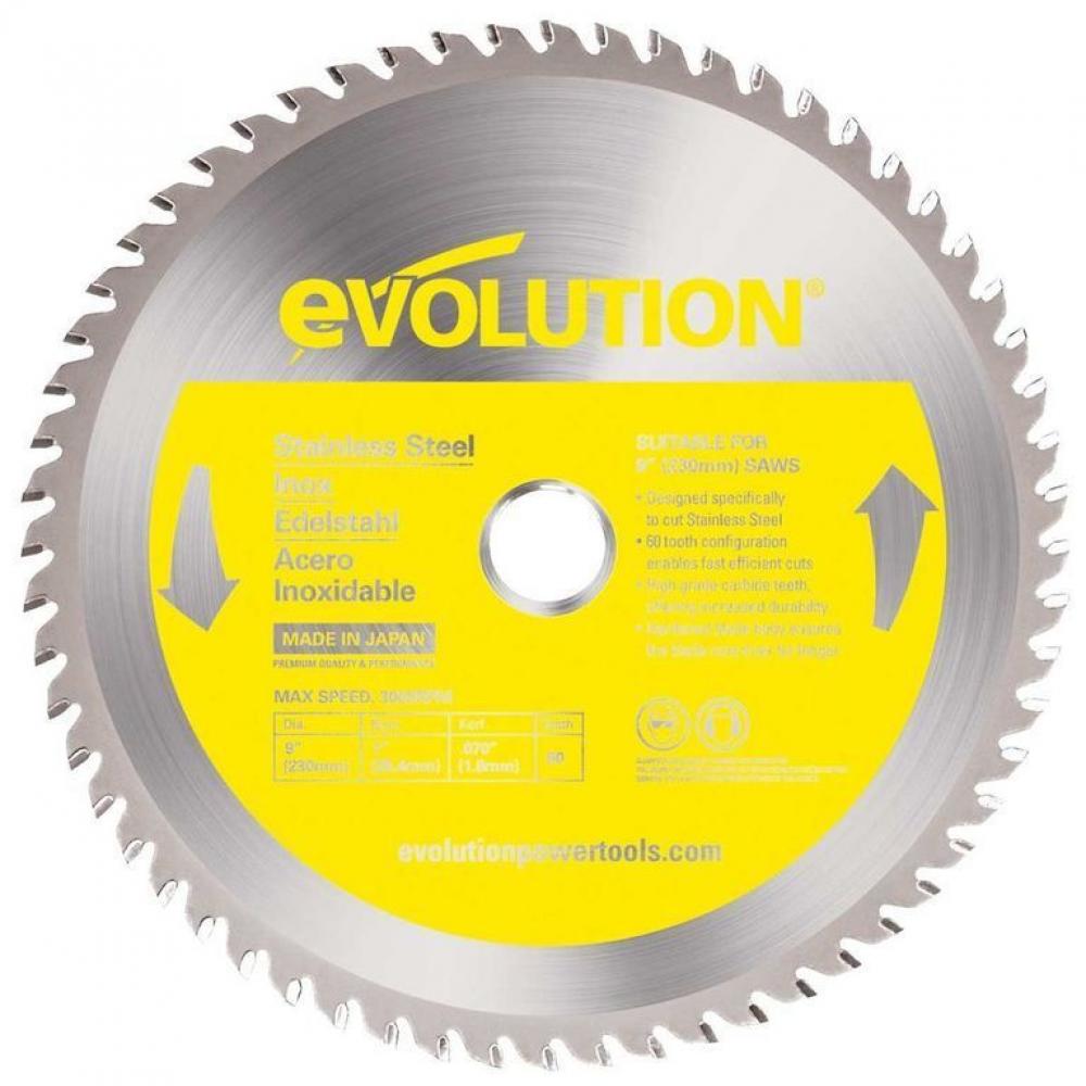 Диск пильный Evolution EVOBLADE230SS 230х25,4х1,8х60 по нержавеющей стали. диск пильный evolution evoblade355ts 355х2 4х25 4х90 по тонкой стали
