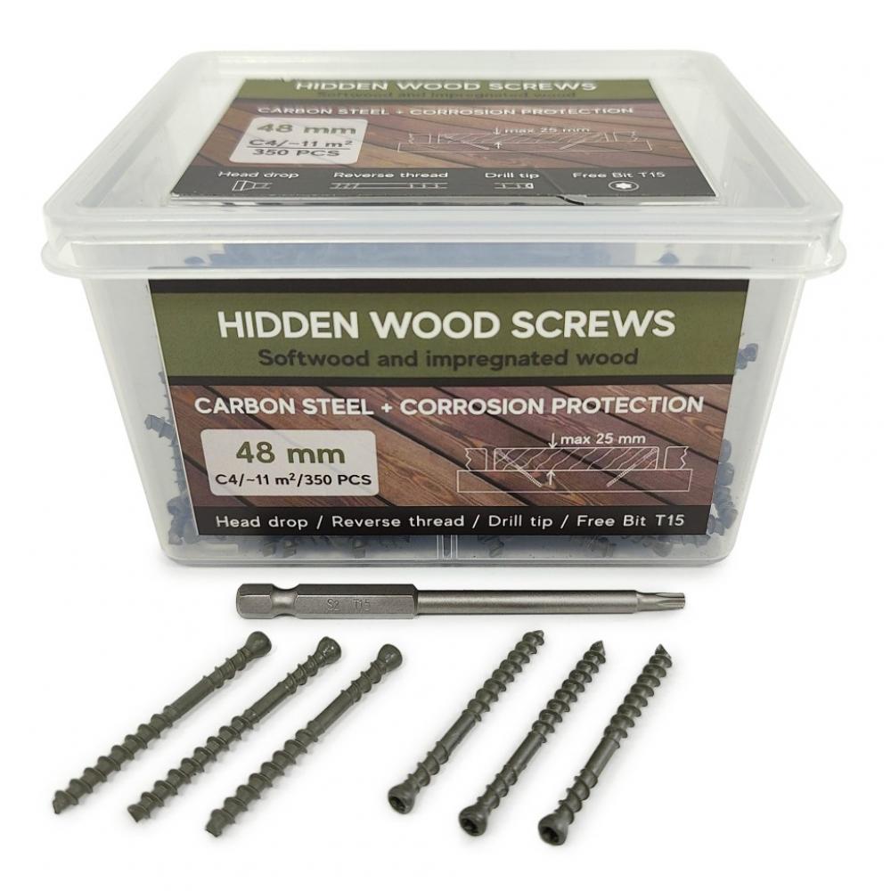 Саморезы Hidden Wood Screws C4 48 mm 350 шт саморезы deck wood screws 41x4 2мм c4 t20 350шт