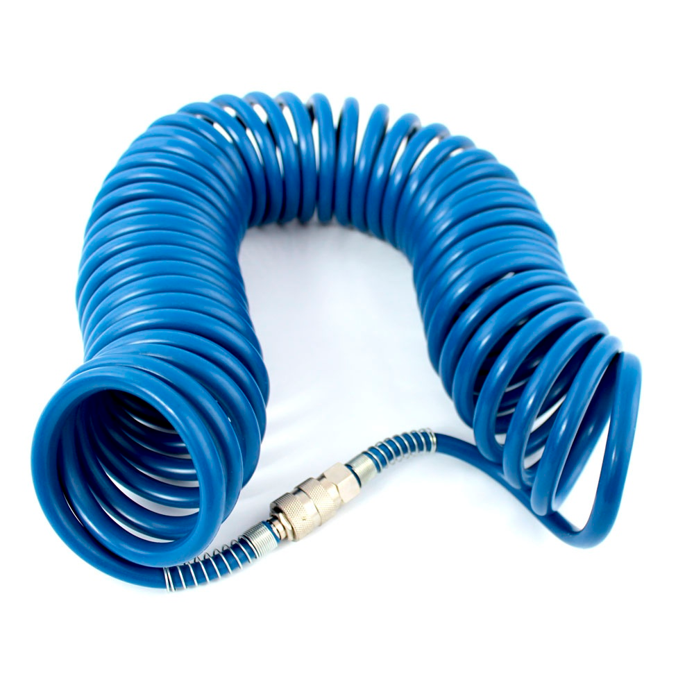 Шланг спиральный с фитингами PEGAS 8/12, 10 м, полиуретановый, синий шланг спиральный с быстросъемными соединениями 8х12 мм 5м полиуретановый pegas