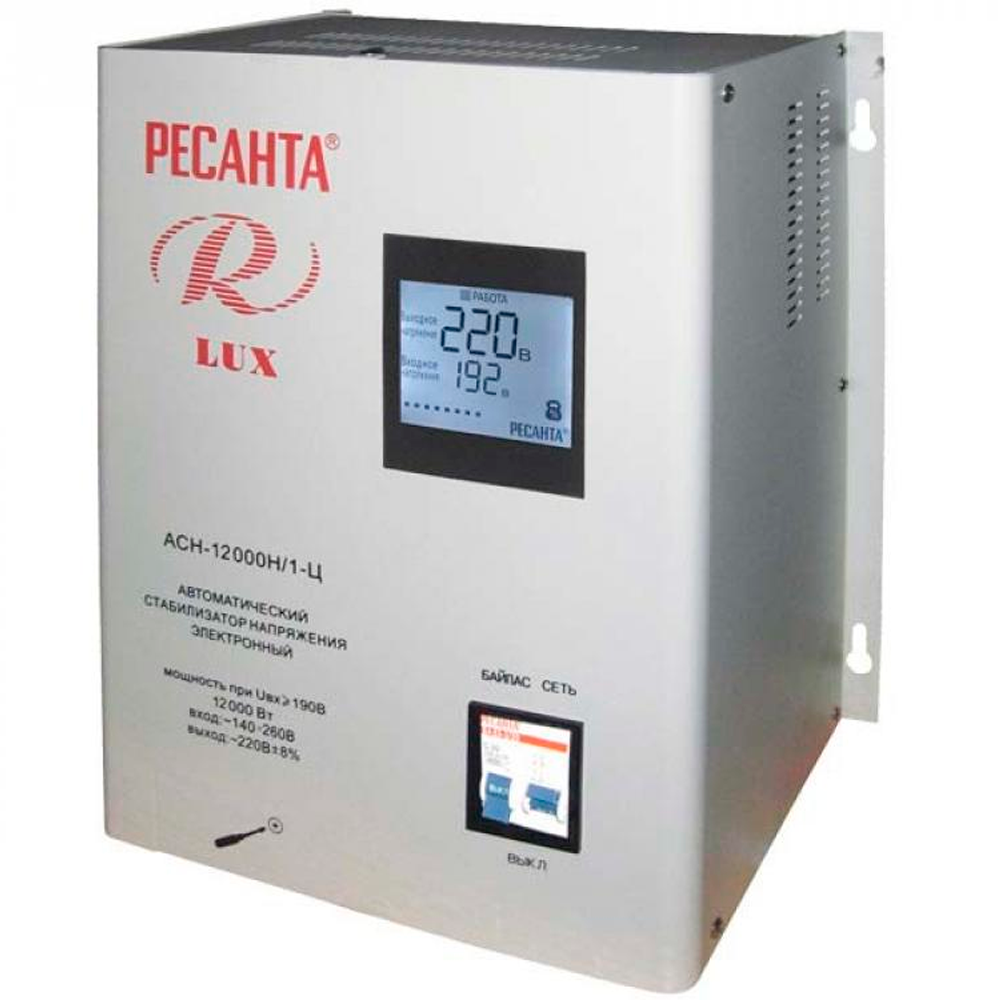 Стабилизатор напряжения серии LUX РЕСАНТА АСН-12000Н/1-Ц стабилизатор напряжения энергия константа 10000 е0101 0226
