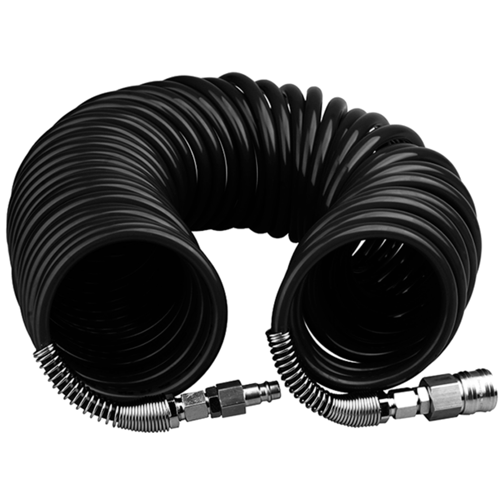 Шланг спиральный с фитингами PEGAS 5/8, 5 м, полиуретановый, черный шланг спиральный с быстросъемными соединениями 8х12 мм 5м полиуретановый pegas