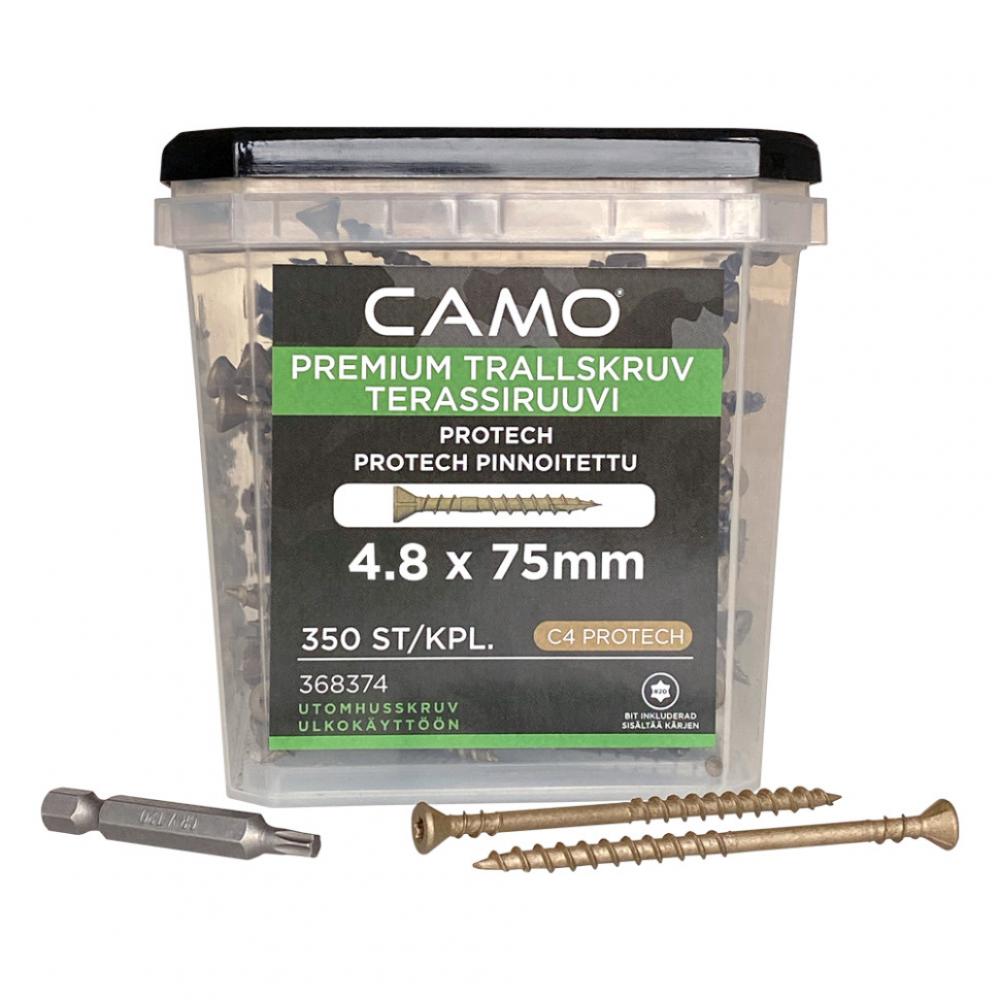 Саморезы CAMO ProTech C4 Premium Decking 4.8x75 mm T20 350шт груз кормушка пластиковая x feeder pl camo bullet window m камо 70 г 35 мл