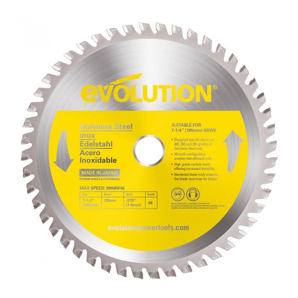 Диск пильный Evolution S185TCT-48CS 185х20х1,8х48 по нержавеющей стали. диск пильный evolution 60tblade12 305х2 4х25 4х60 по стали