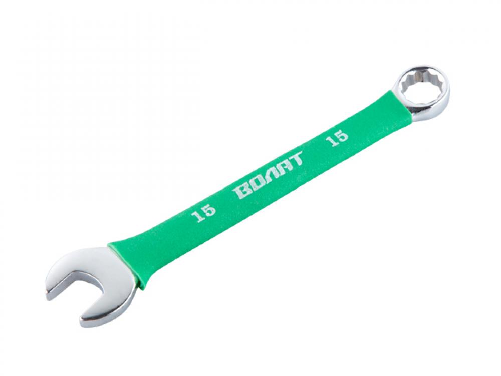 Ключ комбинированный 15мм в прорезиненной оплетке ВОЛАТ (16060-15) ключ комбинированный 13мм волат 16030 13