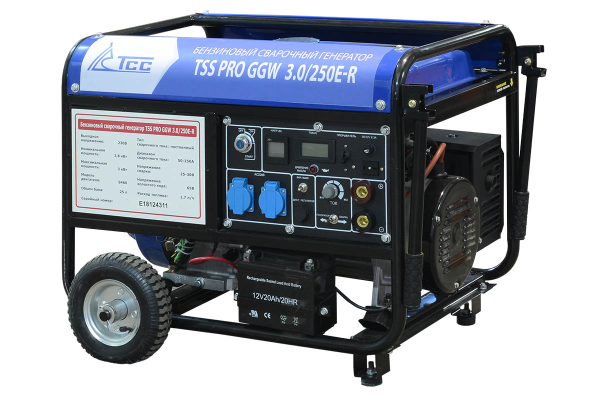 Бензиновый сварочный генератор TSS PRO GGW 3.0/250E-R генератор бензиновый сварочный huter dy6500lxw с колесами