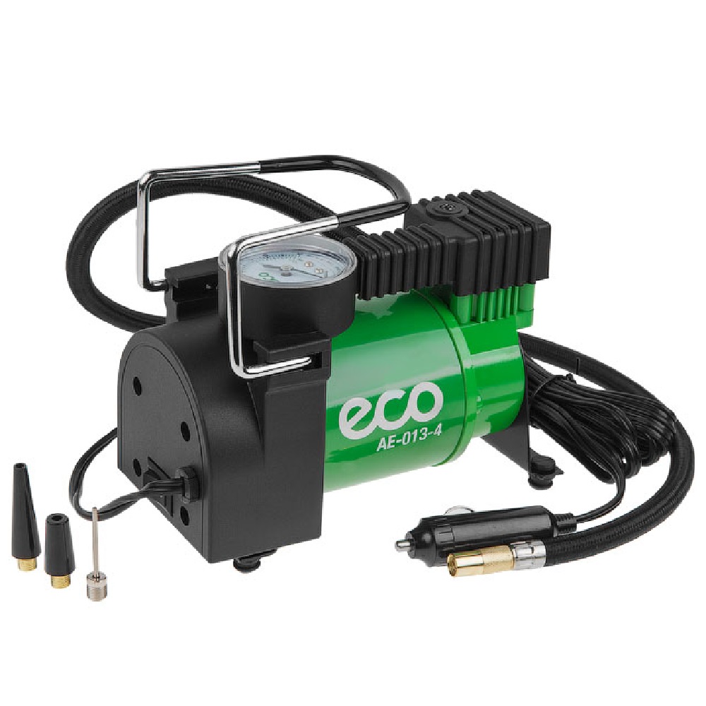 Компрессор автомобильный ECO AE-013-4 (12 В, 130 Вт, 35 л/мин, 10 бар (манометр 7 бар), сумка) цифровой электронный автомобильный манометр img