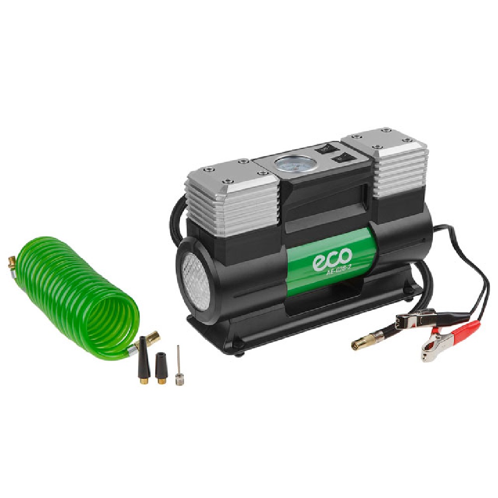 Компрессор автомобильный ECO AE-028-2 (12 В, 280 Вт, 70 л/мин, 2 цилиндра, 10 бар (манометр 7 бар), фонарь, сумка) холодильник автомобильный tesler ccf 3001
