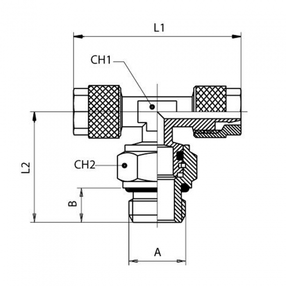 Фитинг-адаптер Aignep 0121500002, Т-образный под трубку Ø6/4 с наружной параллельной резьбой G1/4"