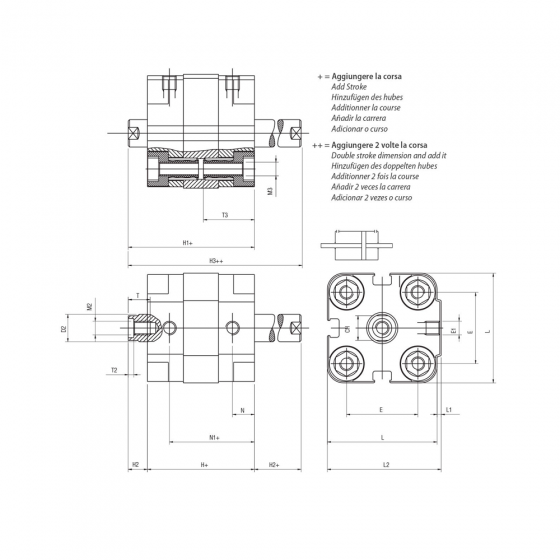 Пневмоцилиндр 20х25 Aignep QJ0200025, компактный