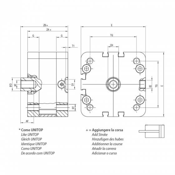 Пневмоцилиндр 40х150 Aignep WF0400150, компактный