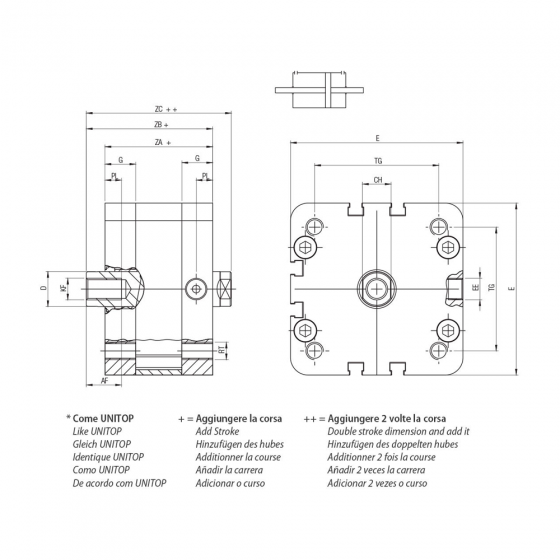 Пневмоцилиндр 40х25 Aignep WJ0400025, компактный