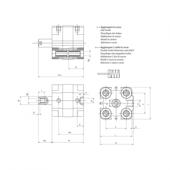 Пневмоцилиндр 50х25 Aignep QD0500025, компактный