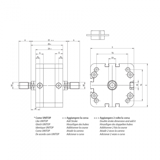 Пневмоцилиндр 50х100 Aignep WJM0500100, компактный