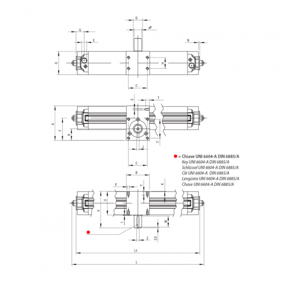 Пневмоцилиндр Ø40, 180⁰ Aignep XRM040180, поворотный со сплошным валом