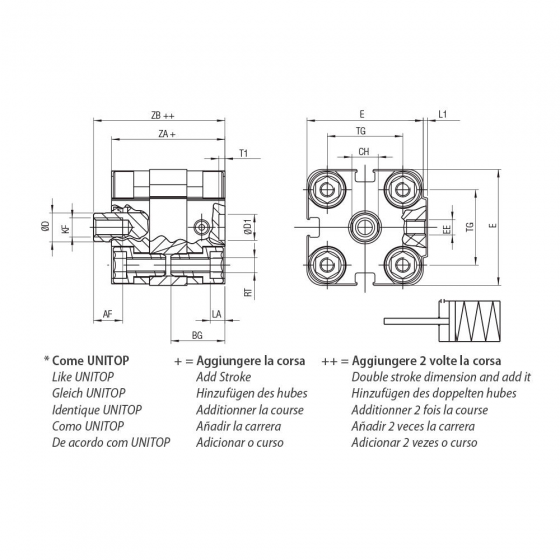 Пневмоцилиндр 25х25 Aignep WD0250025, компактный