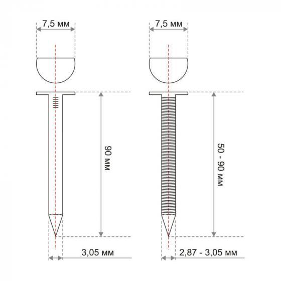 Реечные гвозди 34 градуса 2.87x50 мм ершеные гальванизированные / 3000 шт // Fixpistols