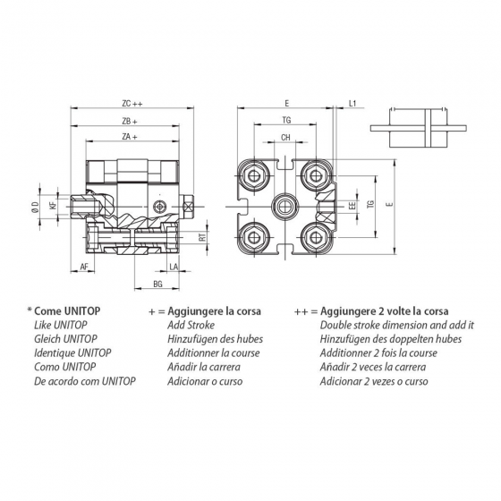 Пневмоцилиндр 25х50 Aignep WJ0250050, компактный