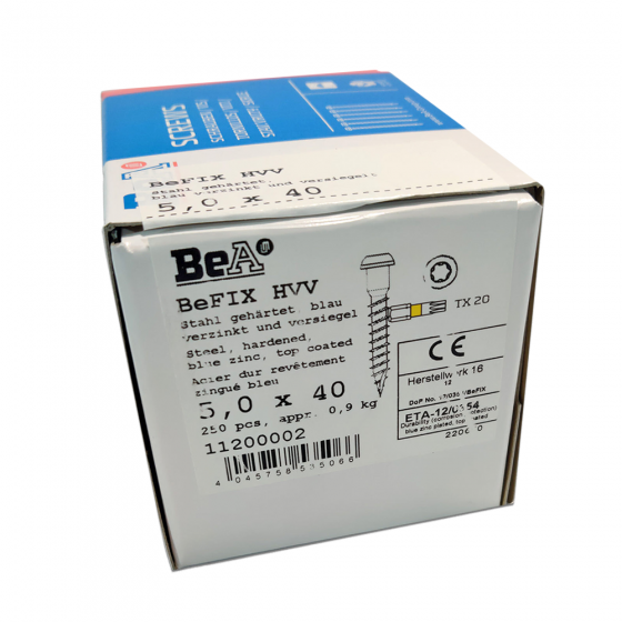 Саморез BeA BeFIX HVV 5,0X40 TX20 / 250шт (для перф. крепежа)